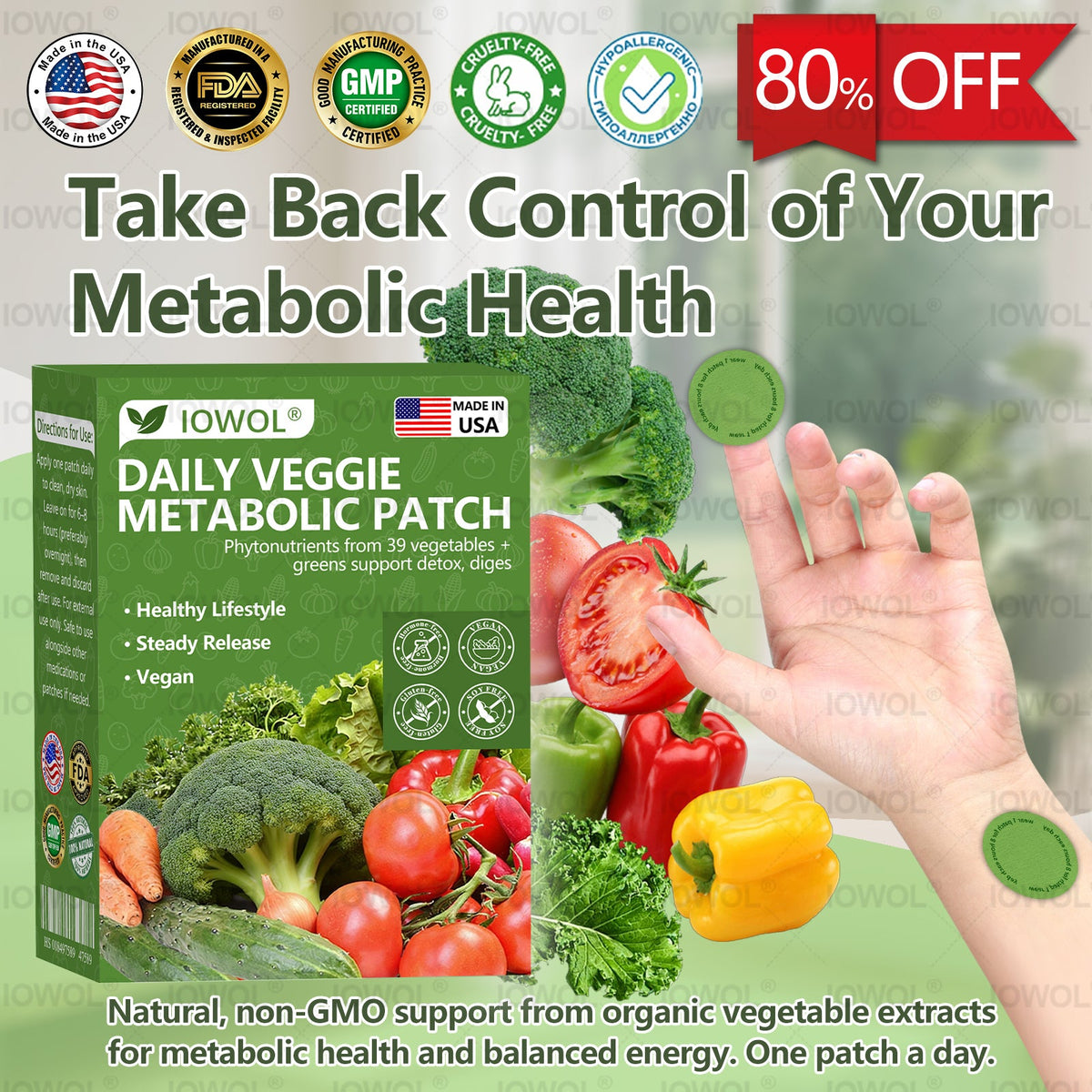 𝐎𝐟𝐟𝐢𝐜𝐢𝐚𝐥 𝐒𝐭𝐨𝐫𝐞 | 𝐈𝐎𝐖𝐎𝐋® 𝐃𝐚𝐢𝐥𝐲 𝐕𝐞𝐠𝐞𝐭𝐚𝐛𝐥𝐞 𝐌𝐞𝐭𝐚𝐛𝐨𝐥𝐢𝐜 𝐏𝐚𝐭𝐜𝐡 𝐮𝐬𝐞𝐬 𝐨𝐫𝐠𝐚𝐧𝐢𝐜 𝐯𝐞𝐠𝐞𝐭𝐚𝐛𝐥𝐞 𝐞𝐱𝐭𝐫𝐚𝐜𝐭𝐬 𝐚𝐧𝐝 𝐩𝐡𝐲𝐭𝐨𝐧𝐮𝐭𝐫𝐢𝐞𝐧𝐭𝐬 𝐟𝐫𝐨𝐦 𝟑𝟗 𝐯𝐞𝐠𝐞𝐭𝐚𝐛𝐥𝐞𝐬 + 𝐠𝐫𝐞𝐞𝐧𝐬 𝐭𝐨 𝐬𝐮𝐩𝐩𝐨𝐫𝐭 𝐝𝐞𝐭𝐨𝐱, 𝐝𝐢𝐠𝐞𝐬𝐭𝐢𝐨𝐧 & 𝐦𝐞𝐭𝐚𝐛𝐨𝐥𝐢𝐜 𝐫𝐞𝐬𝐞𝐭, 𝐚𝐧𝐝 𝐛𝐨𝐨𝐬𝐭 𝐞𝐧𝐞𝐫𝐠𝐲 𝐟𝐨𝐫 𝐚𝐥𝐥-𝐝𝐚𝐲 𝐰𝐞𝐥𝐥𝐧𝐞𝐬𝐬.
