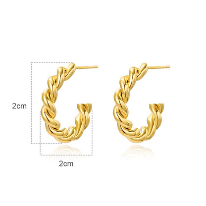 Big Twisted Hoop Earrings For Women Gold Silver Color Stainless Steel Wedding Earrings Large Vintage Retro Hoop Earrings Femme
