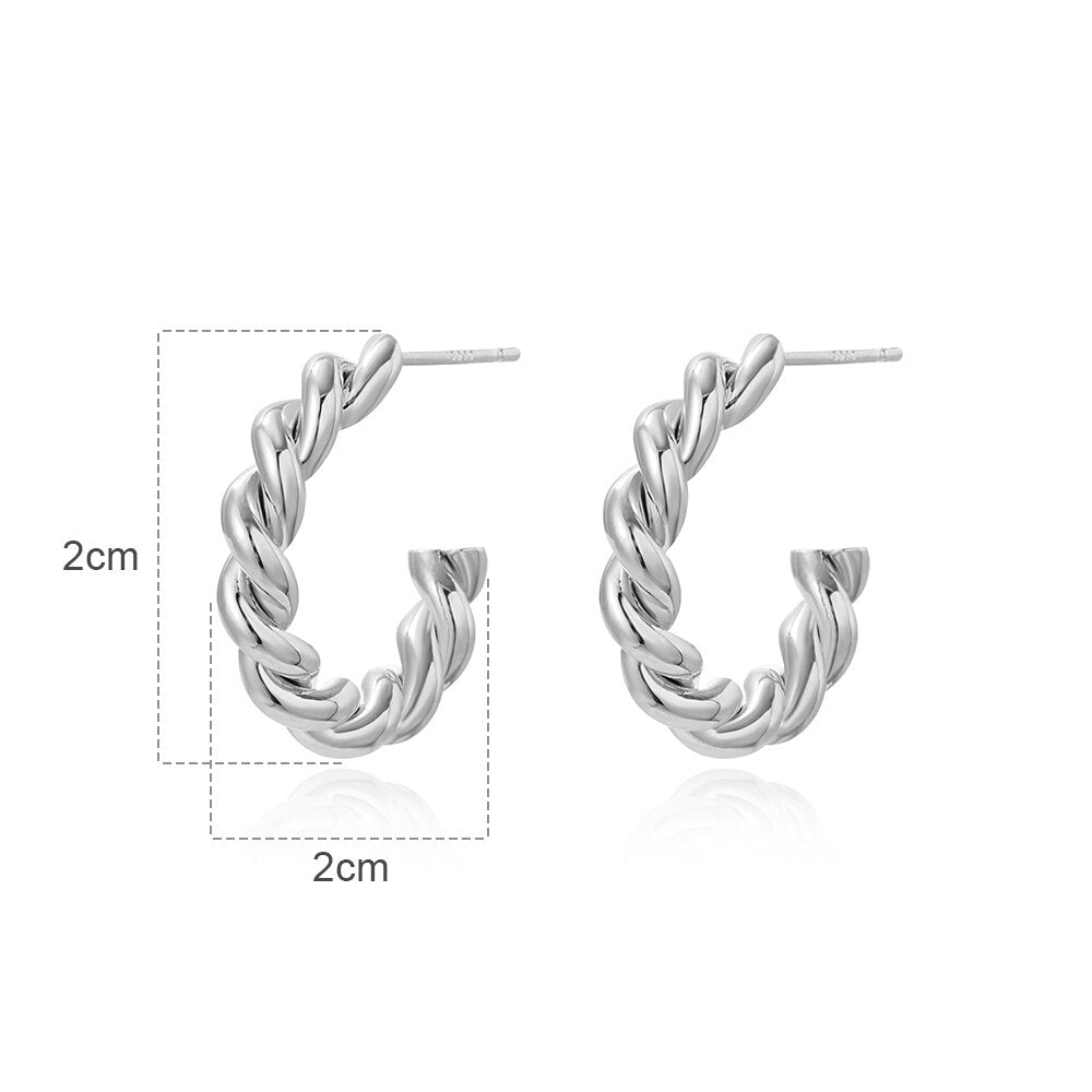 Big Twisted Hoop Earrings For Women Gold Silver Color Stainless Steel Wedding Earrings Large Vintage Retro Hoop Earrings Femme