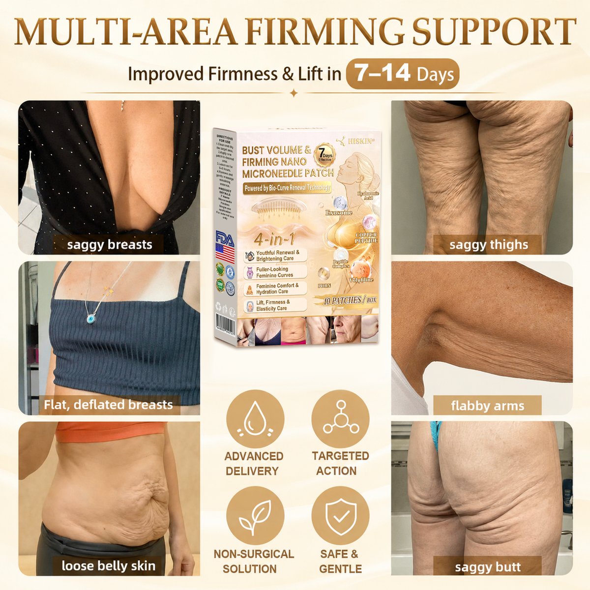 HISKIN®🏆 Bust Volume, Lift & Firming Nano Microneedle Patch Volufiline + Exosome + Copper Peptide Formula Powered by Cellular Renewal Technology (Copy)
